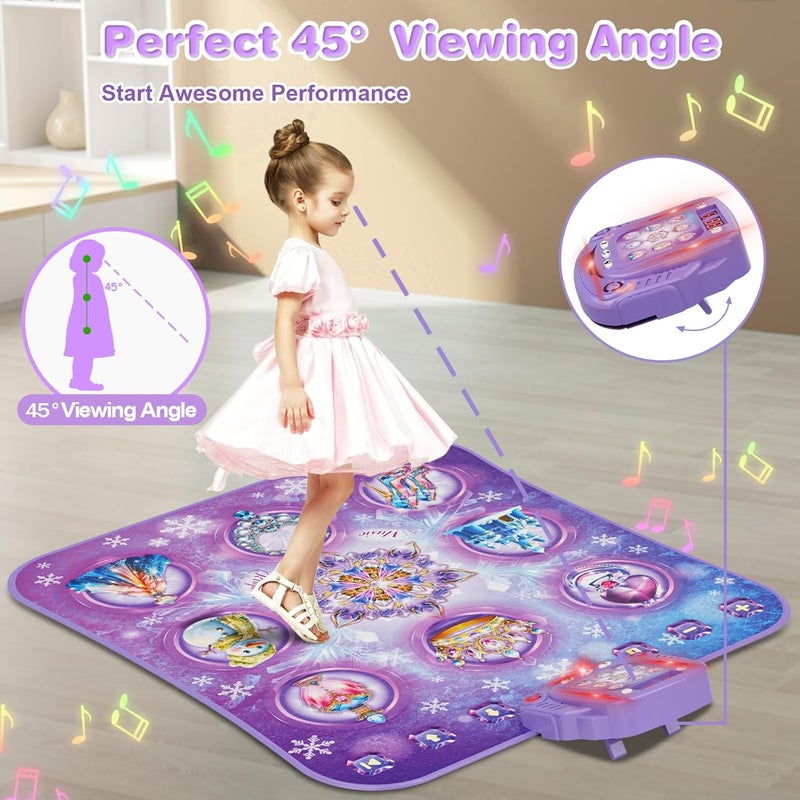 Surelect Store Dance Mat for 3-12 Year Old Girls, Frozen Dance Pad with Wireless Bluetooth, Purple Electronic Music Princess Toys Birthday for Kids and Toddlers Ages 3 4 5 6 7 8 9 10 + - Image 2